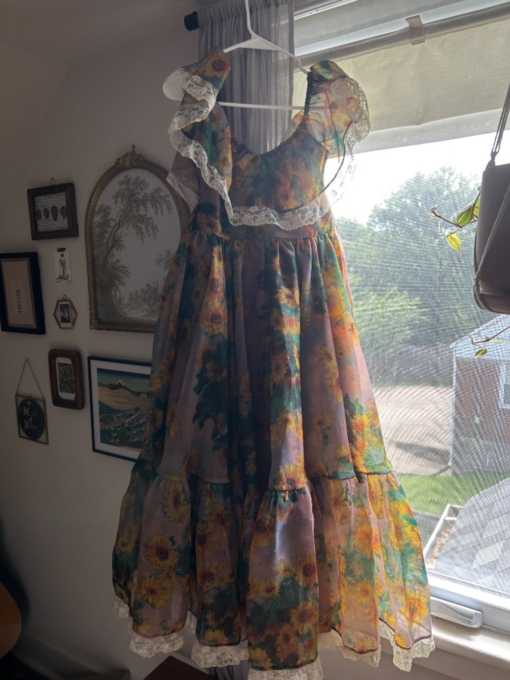 Selkie Sunflower Off-Shoulder Midi Dress in Yellow and Green - Picture 5 of 5